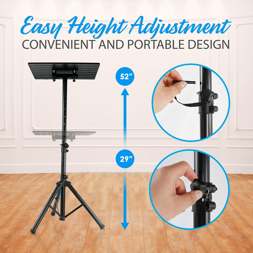 PYLE-PRO Universal Projector Stand -Height & Angle Adjustable Tripod Stand-Ho...