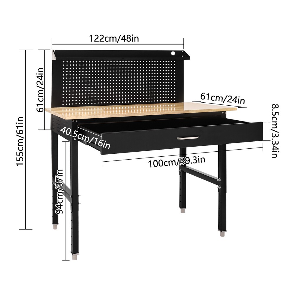 48" ×24'' Adjustable Workbench Heavy-Duty Worktable