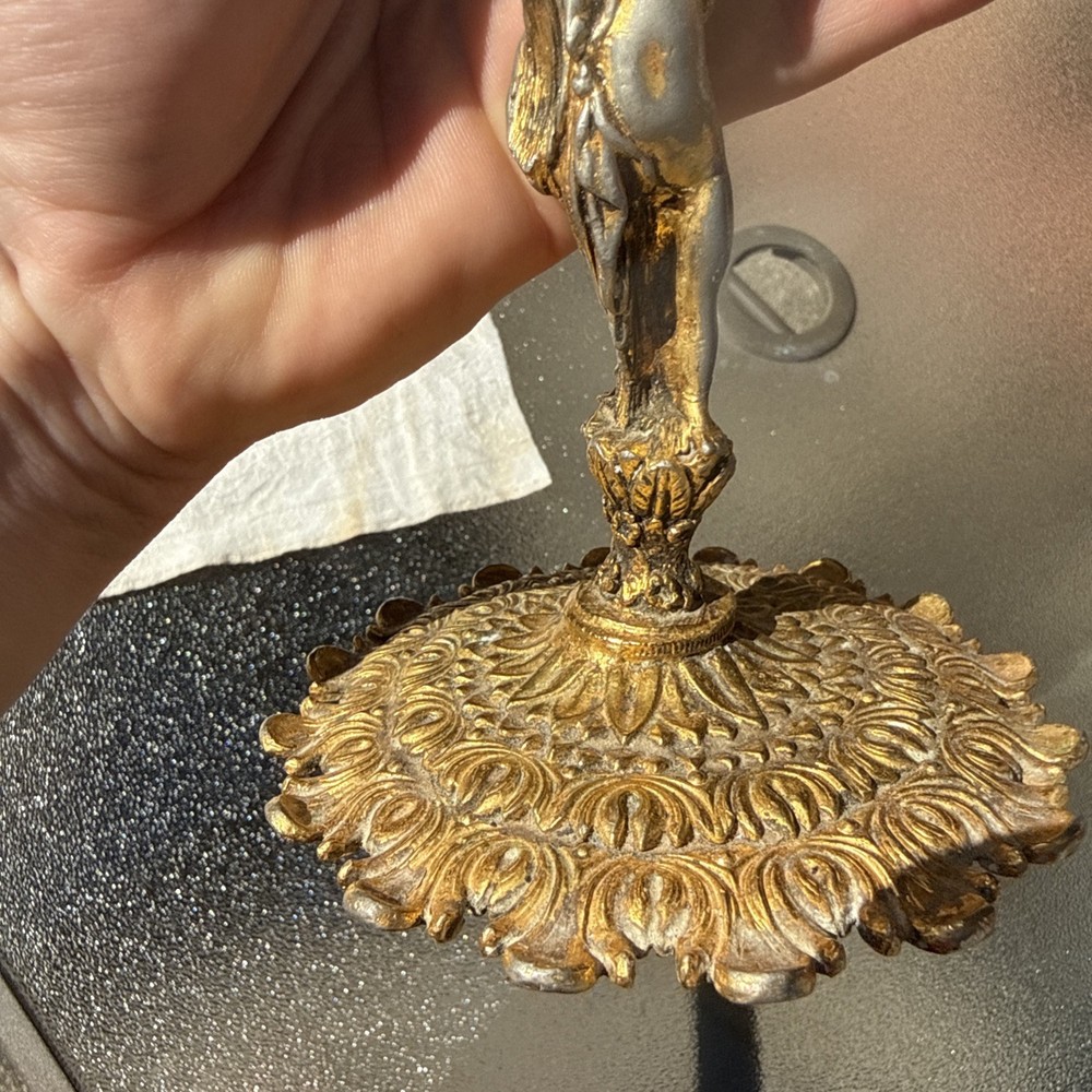 VTG Gold Toned CHERUB VANITY 2-SIDED MIRROR