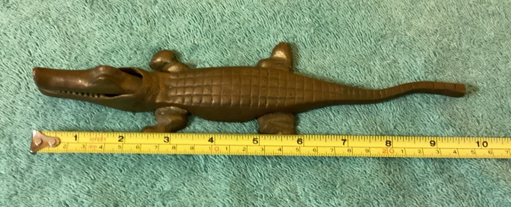 Vintage Solid Brass 9 3/4” Alligator/ Crockodile ? Nut Cracker.