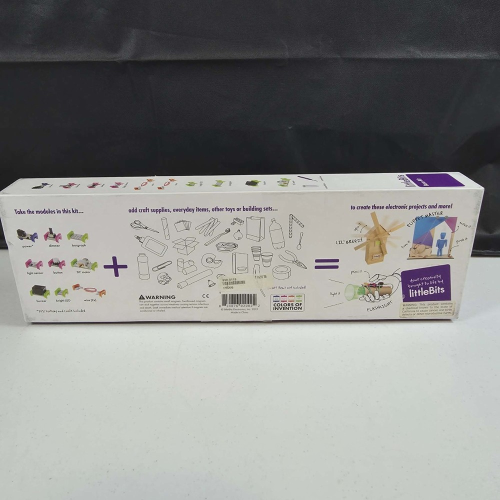 LITTLE BITS BASE KIT LEARNING STEM 10 BITS MODULES WITH MANUAL NEW