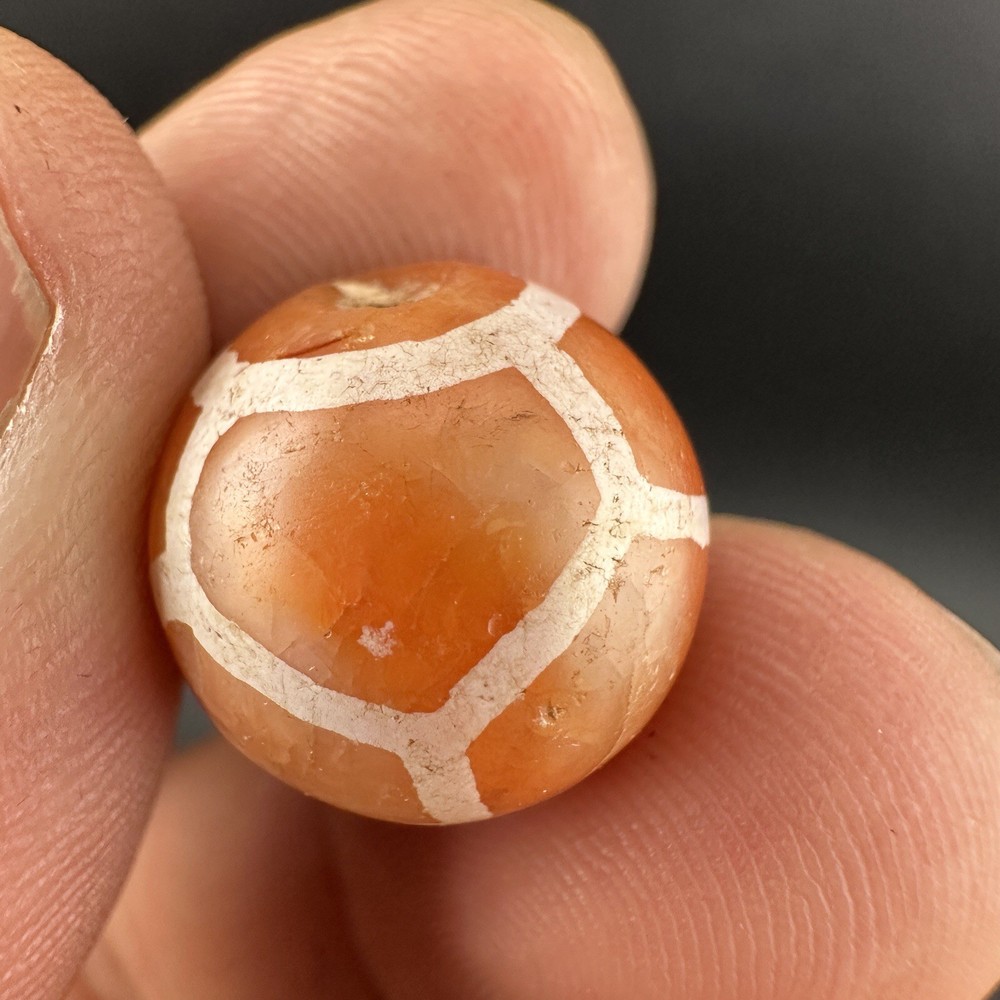 Antique Etched Carnelian Agate Beads Amulet