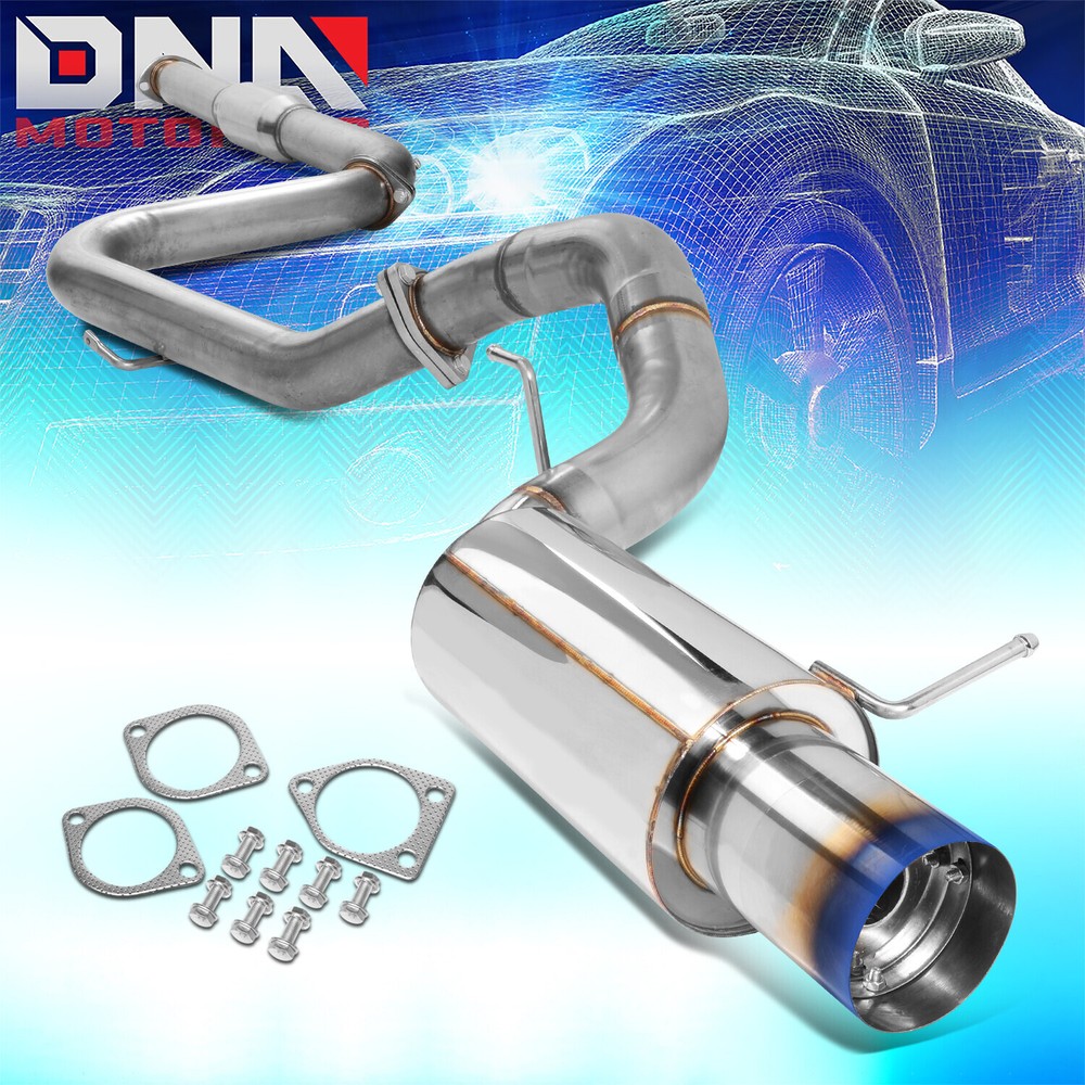 4"BURNT MUFFLER TIP STAINLESS EXHAUST CATBACK SYSTEM FOR 00-05 MIT ECLIPSE V6