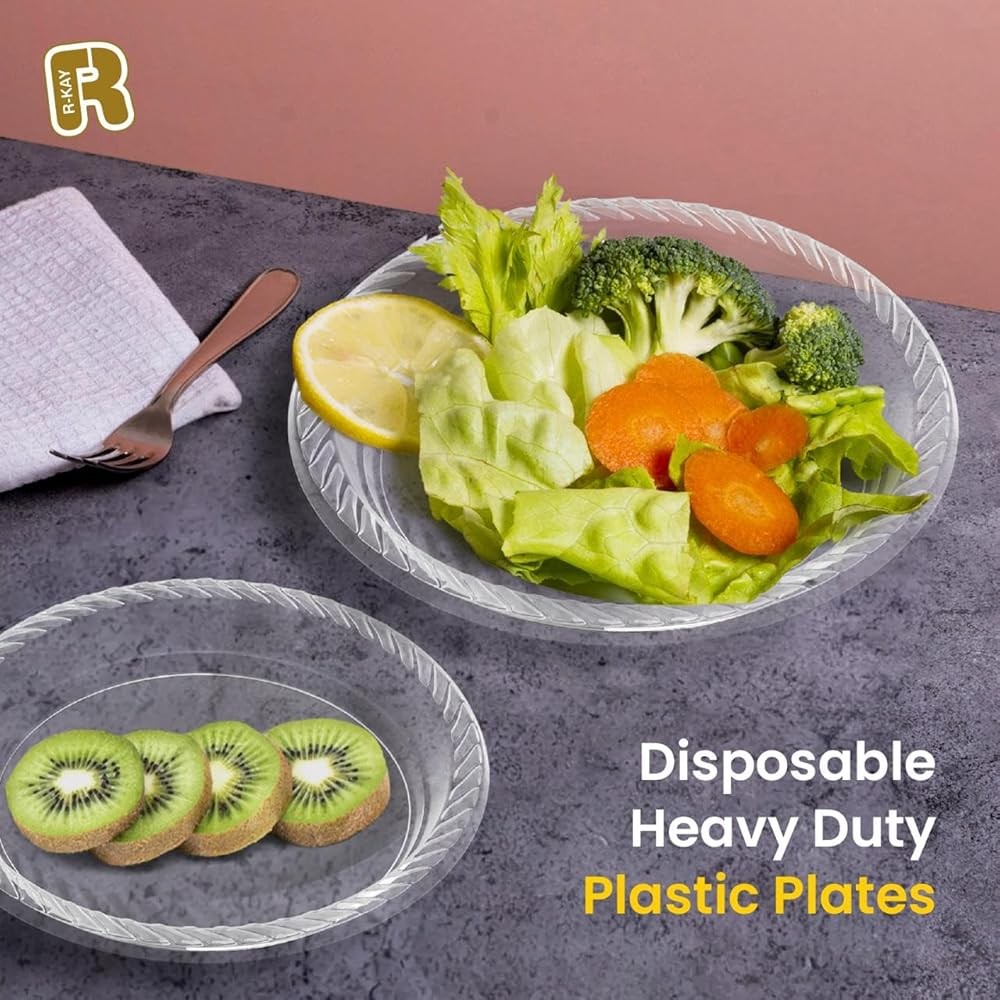 6 Inch Clear Plastic Plates - Heavy Duty Small Dert Plates -