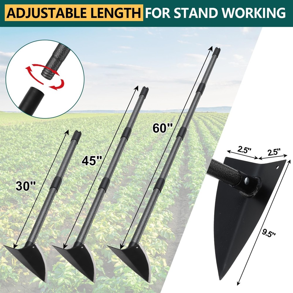 PoPoHoser Hoe Garden Tool, Triangle Gardening Weeding 60" Long