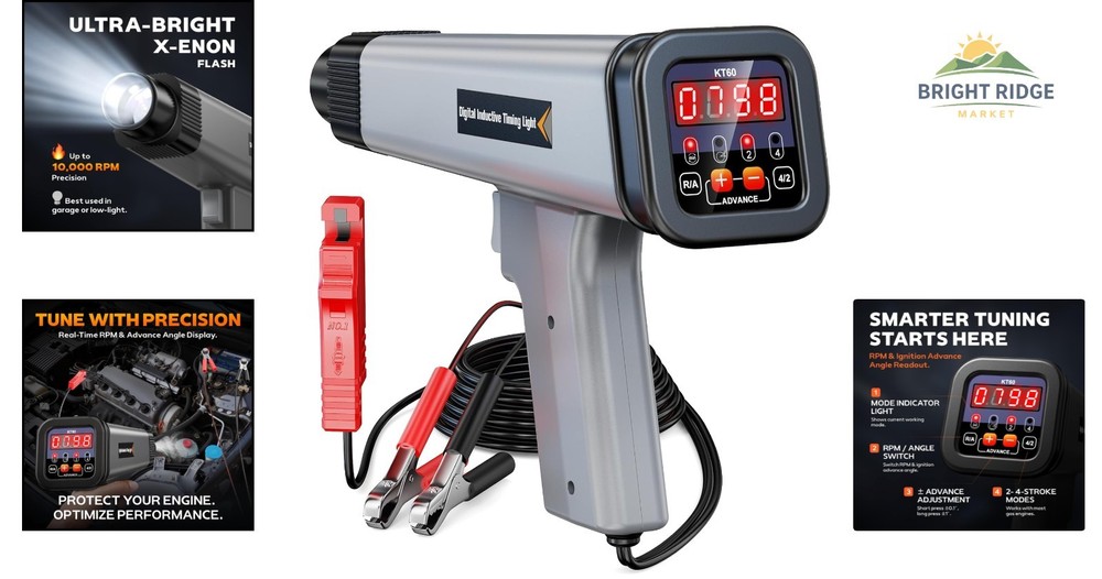 Automotive Timing Light Gun with Bright LCD Screen & Tachometer Functionality