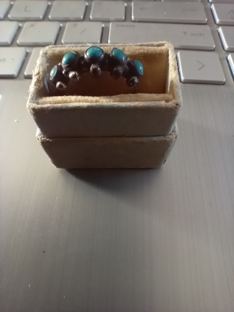 Final Hand Crafted Artisan Ring Size 5 Sterling Silver .925 Turquoise Stone
