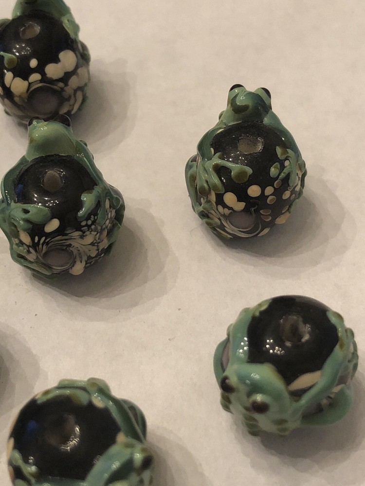 One (1) Each Lampwork Glass Frog Bead