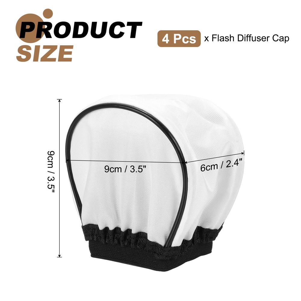 4pcs 3.5" x 2.4" Soft Mini Flash Bounce Diffuser Cap, for Flashlight, White