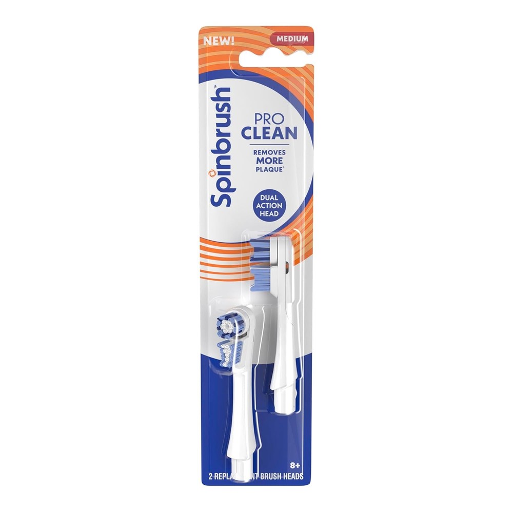 Spinbrush PRO Clean Replacement Heads, Electric Toothbrush Refills,2 Count