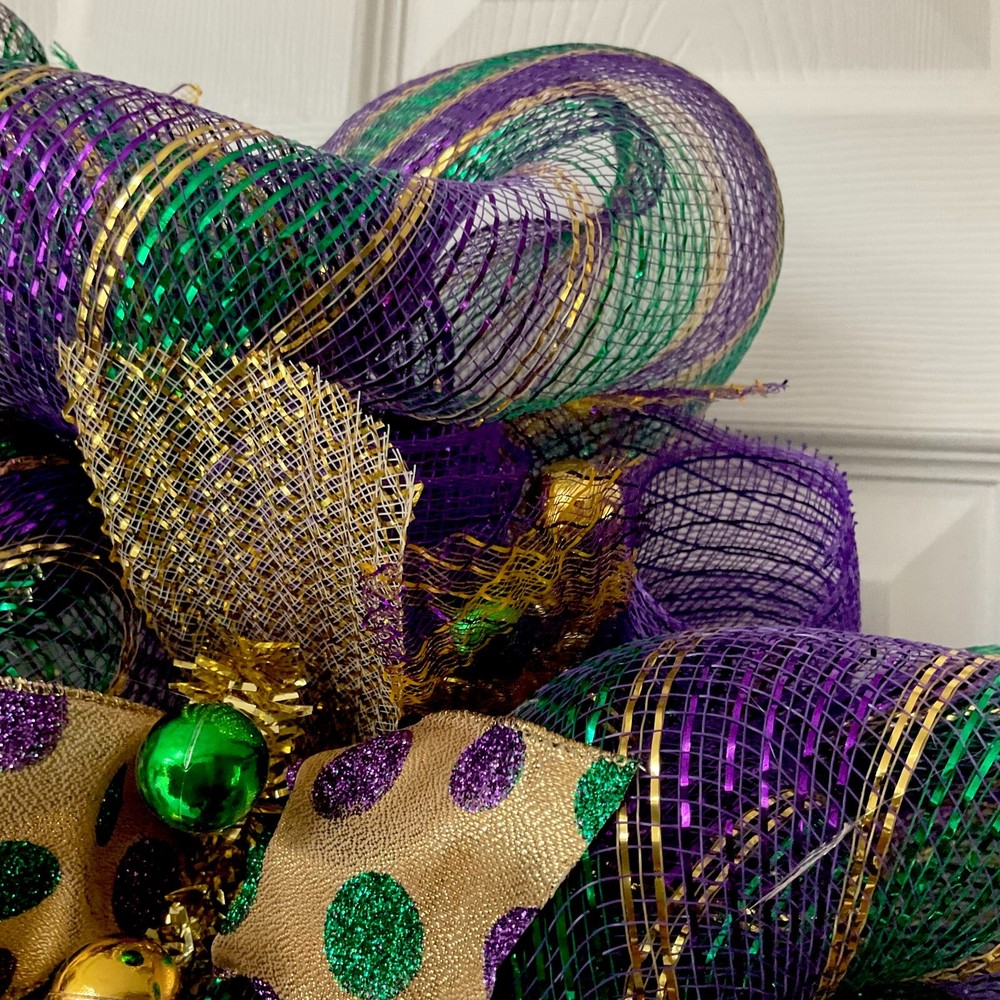 Mardi Gras Handmade Deco Mesh Wreath