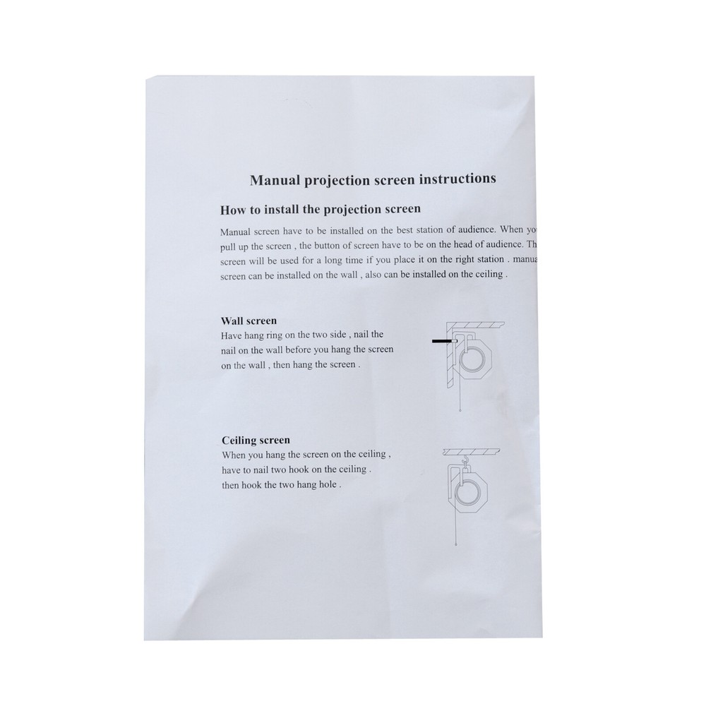 84" Manual Pull Down Auto-Lock Projector Projection Screen Matte White 1:1 Ratio