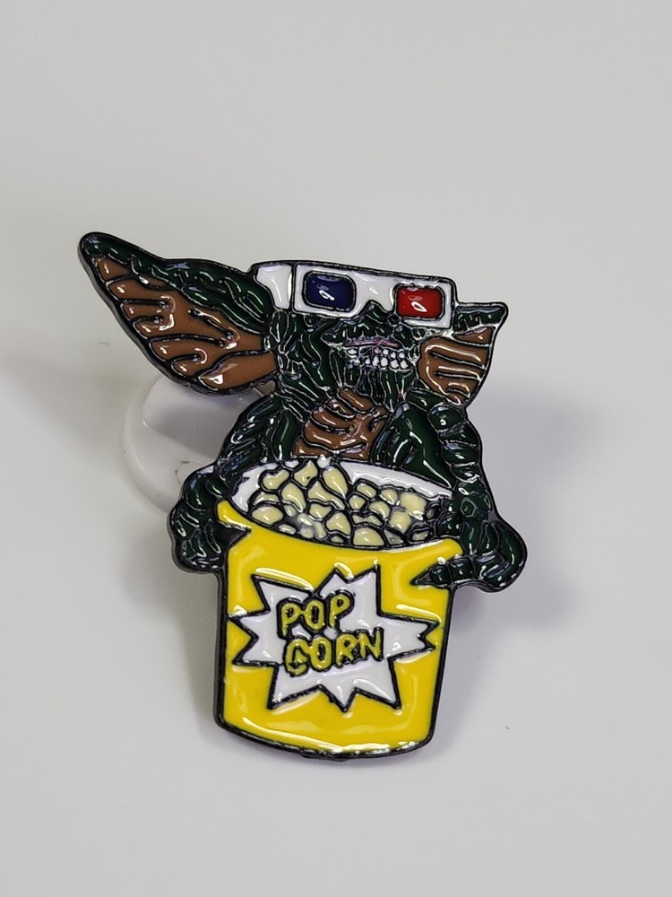 Gremlin Eating Popcorn With 3D Glasses Lapel Pin *