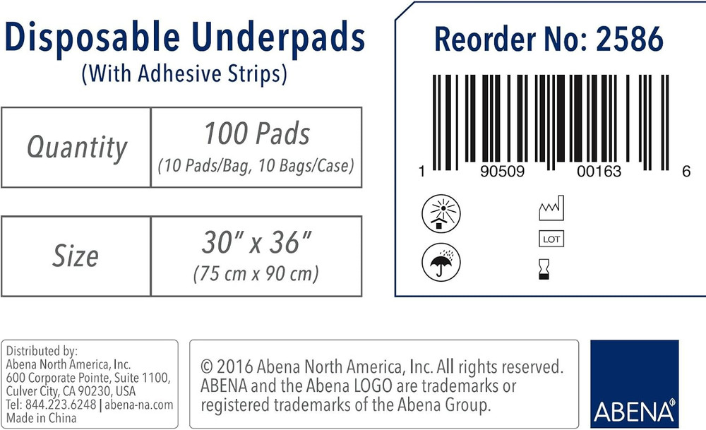 Essentials Disposable Underpads with Adhesive Strips, 30" x 36", 100 Count
