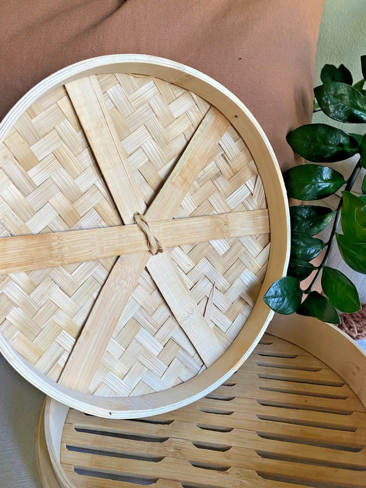 Crofton Bamboo Steamer Set with Lid for Vegetables