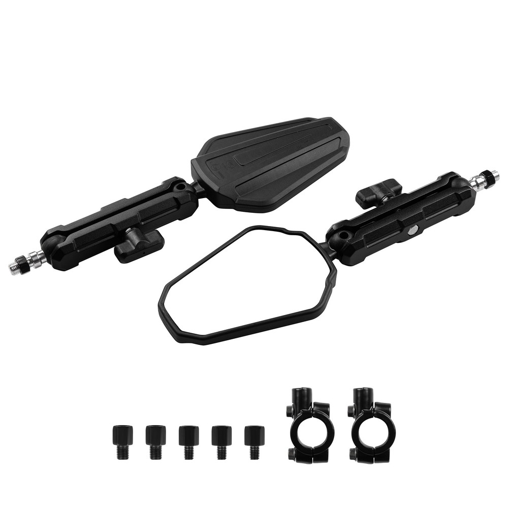 Universal 10mm 8mm Adventure Motorcycle Mirrors 360Degrees Adjustable Side Black