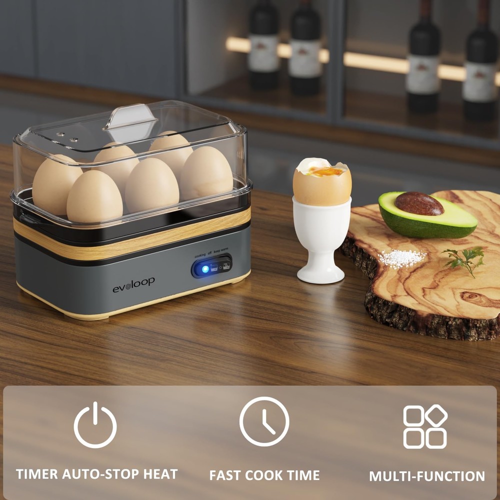 “Electric Egg Cooker for 6 Eggs - Soft, Medium, Hard Boiled Omelet Maker”