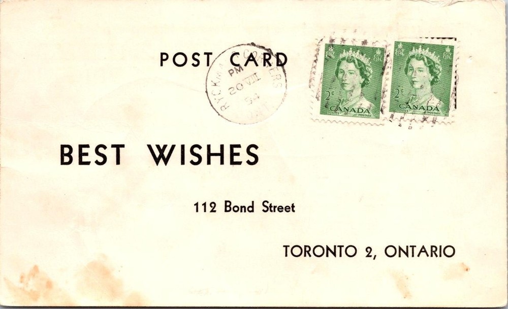 Canada 1954 Order Card - Ryckmans Corner - A02233