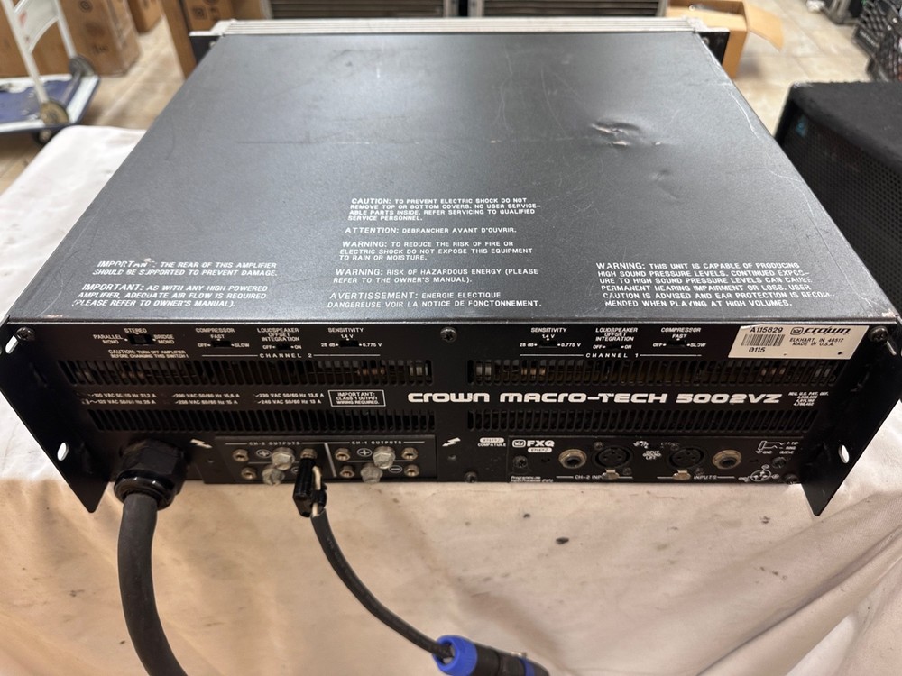 Crown Macro-Tech 5002VZ 2 Channel Power Amplifier - Tested & Working (#5629)