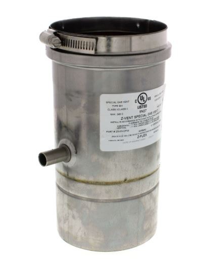 Z-Flex 4" Universal Adapter w/BackFlow Preventer & Condensate Drain (2SVBFDPA04)