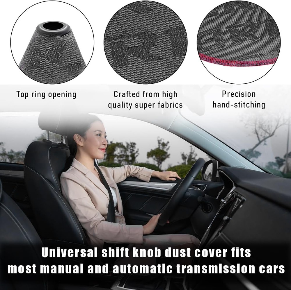 Car Shift Boot Cover, Waterproof Canvas Fabric Manual Automatic Shift Knob Gray