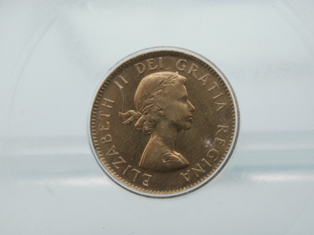 1956 GRADED RED CANADA SMALL CENT ~ ICG MS65 RD (BT1109)