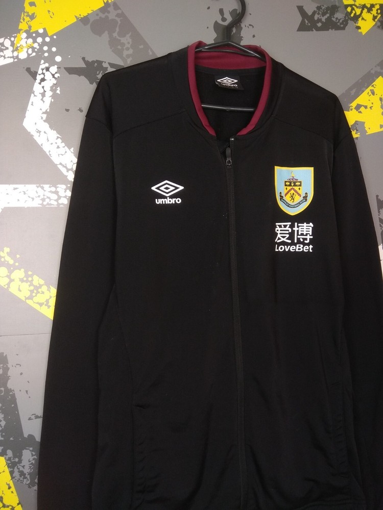 Burnley Training Jacket Long Sleeve Black Umbro Polyester Mens Size L ig93