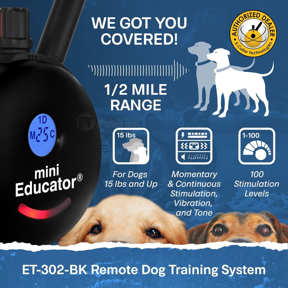 Mini Educator ET-302 Remote Dog Training Collar Black by E-Collar Technologies