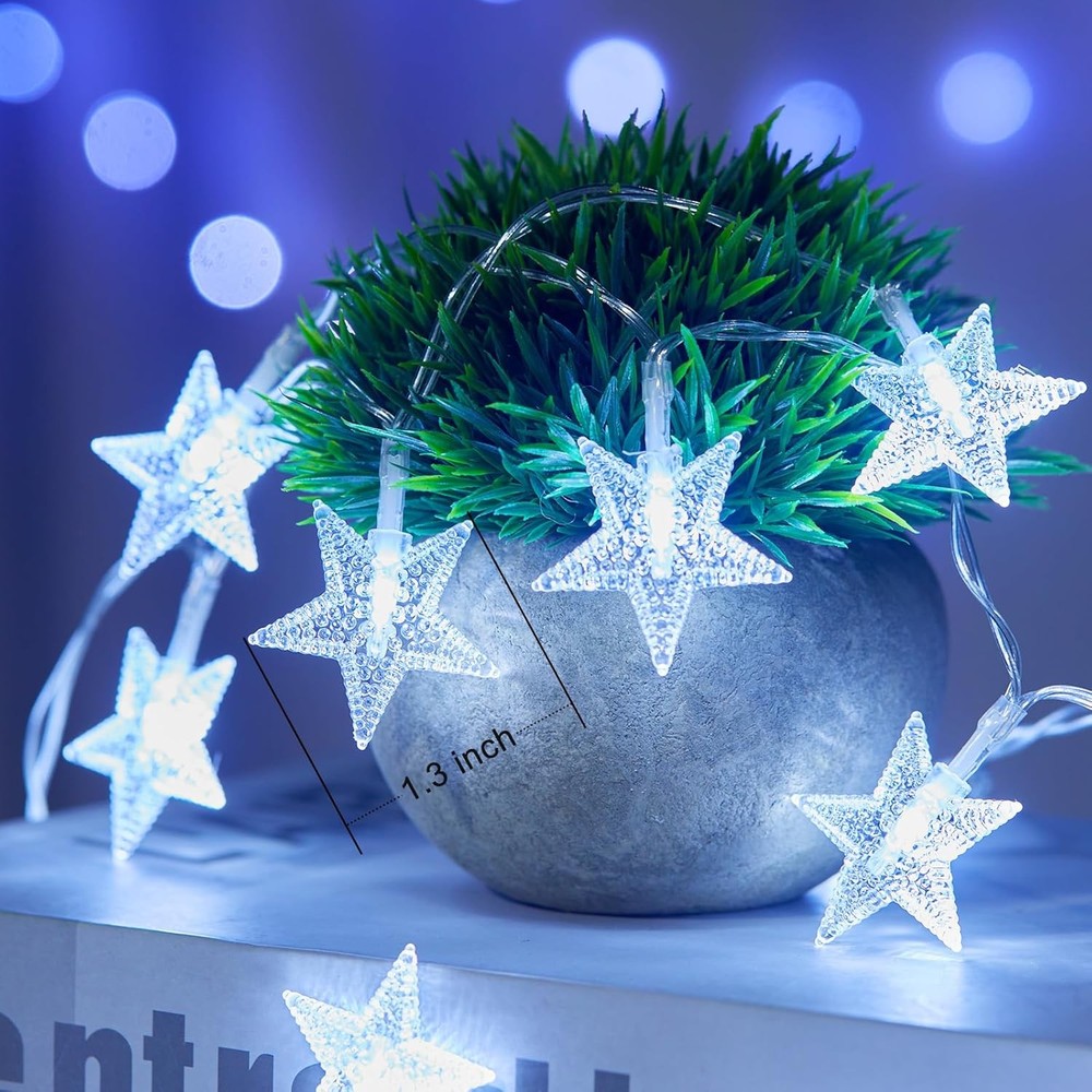 Star String Lights Battery Operated - 50 LED Star Fairy String