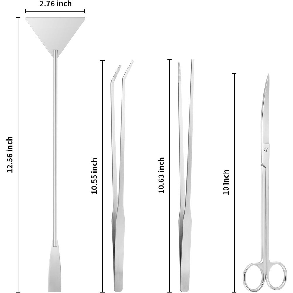 4PCS Aquascape Tools Kit Long Tweezers Scissors Algae Scraper for Aquarium Fish