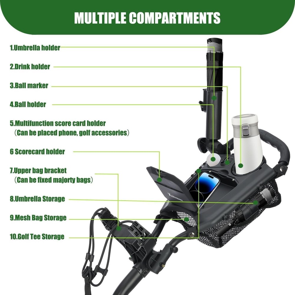 Lightweight Folding Golf Push Pull Cart, Professional Manual Walking Golf Tro...