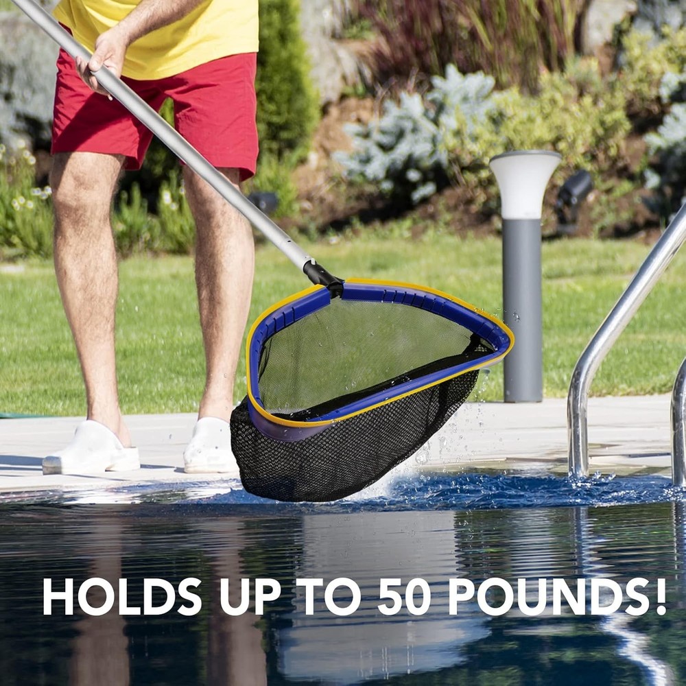 Pool Skimmer Net 10ft Adjustable Pole Heavy Duty Deep Bag Leaf Rake