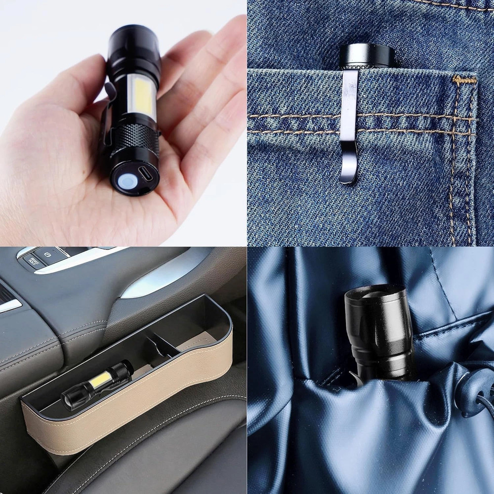 2026 NEW Mini LED Camping Flashlight USB Rechargeable Torch Zoomable with Clip