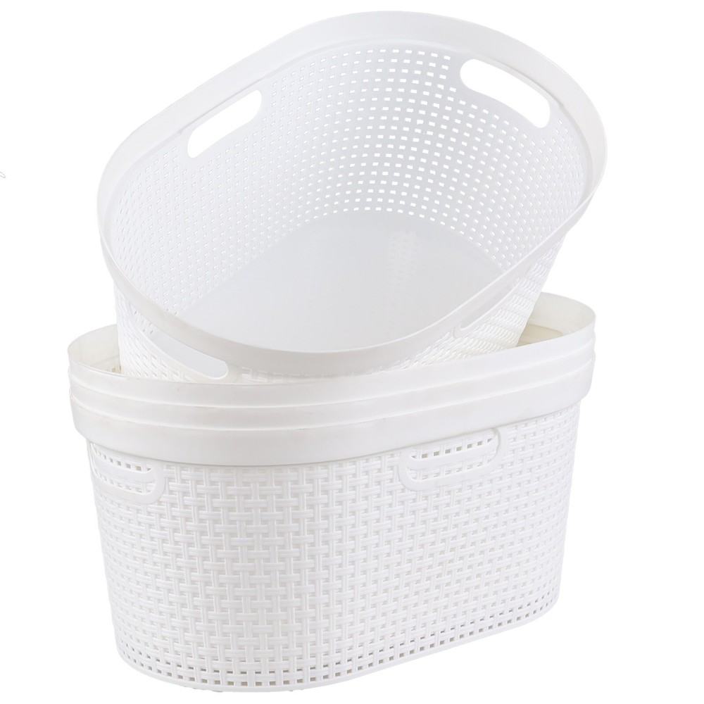4 Pack Large Laundry Baskets, Plastic Hamper Laundry Basket, 40L, White