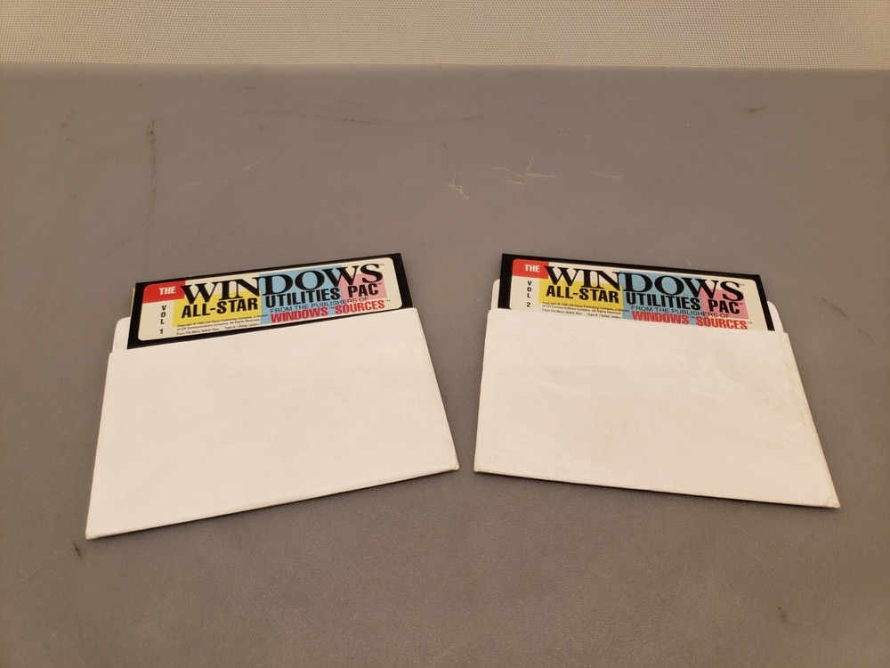 Vintage Ziff Windows All-Star Utilities Pac Sources Software 5-1/4" Floppy Disks