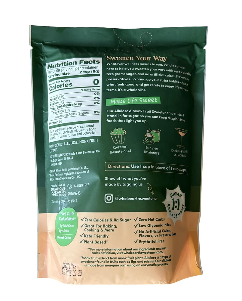 Plant-Based Sugar Alternative – Allulose & Monk Fruit Sweetener Blend, Zero Suga