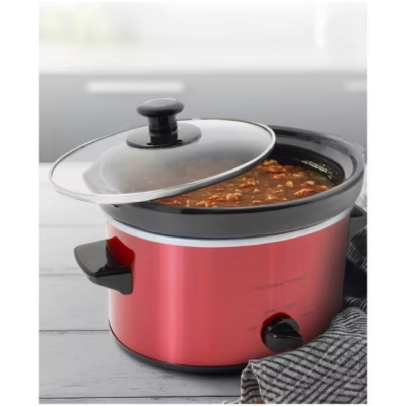 2qt Red Slow Cooker Oval Mini Crock Pot Adjustable Settings Keep Warm New