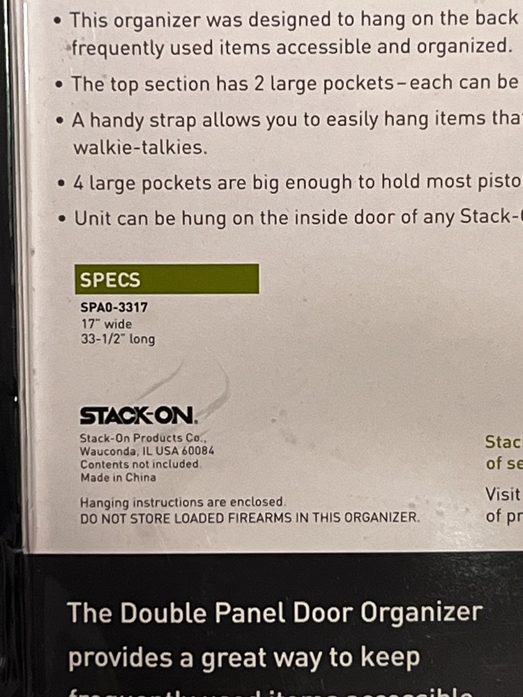 Gun Safe Door Panel Organizer STACK-ON double panel Gun Safe door Organizer NEW
