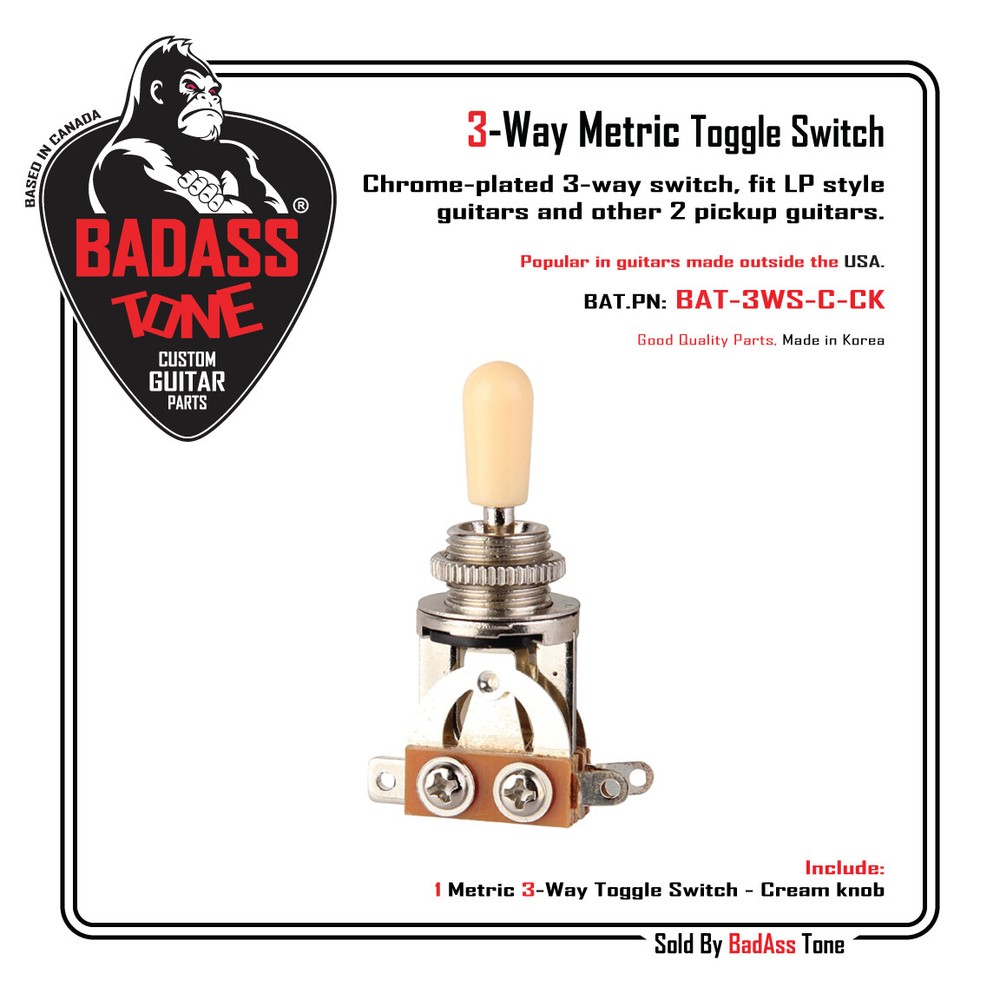 3 Way Toggle Switch - Chrome / Cream Tip - Les Paul Epiphone