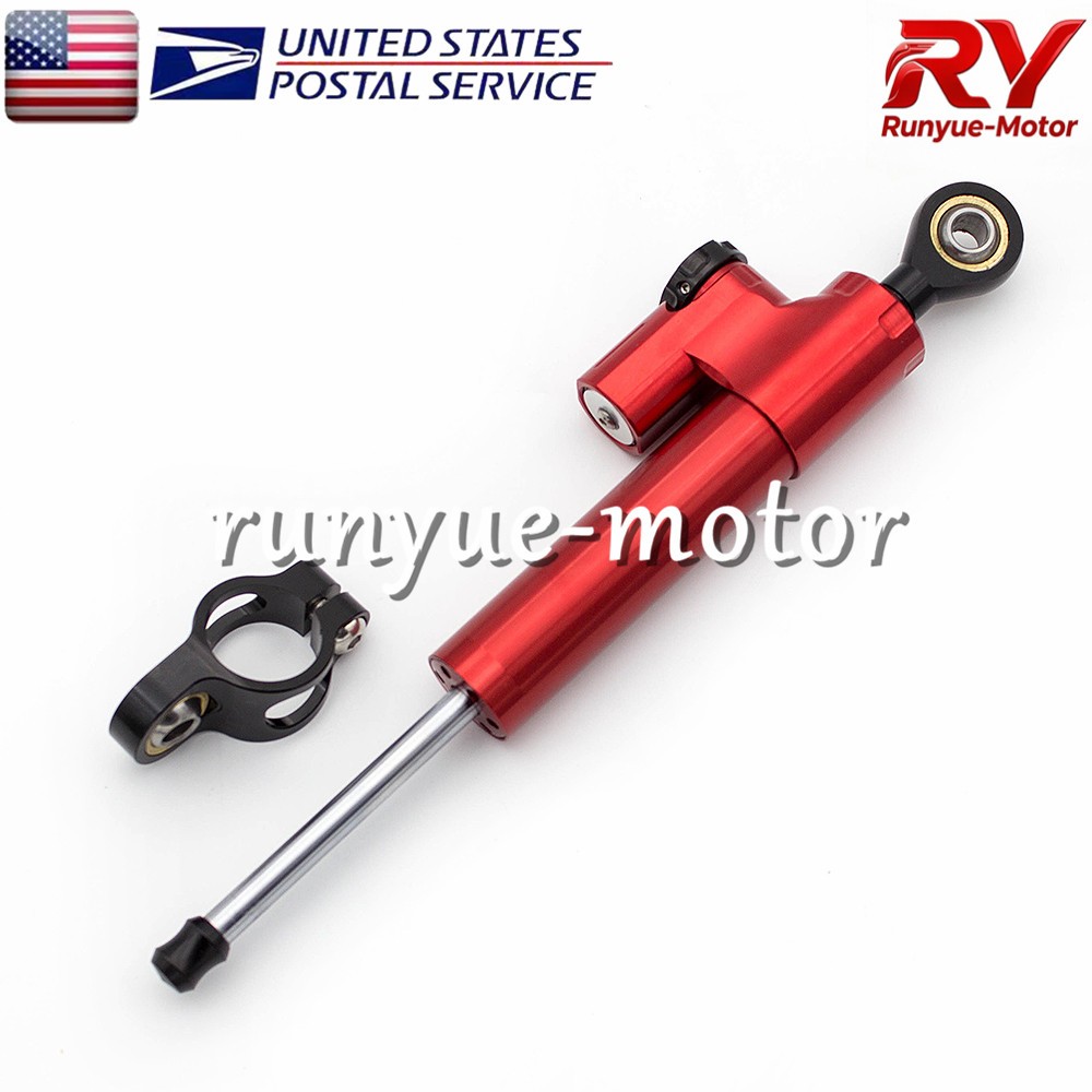 Red CNC Adjustable Steering Damper Stabilizer Linear Control Universal Aluminum