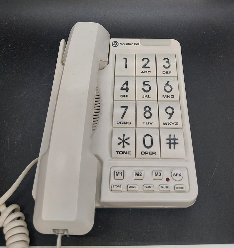 Mountain Bell Big Button Plus Corded Phone White Large Numbers