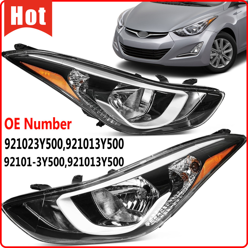Pair For 2014 2015 2016 Hyundai Elantra Headlight Assembly W/Bulbs Left & Right