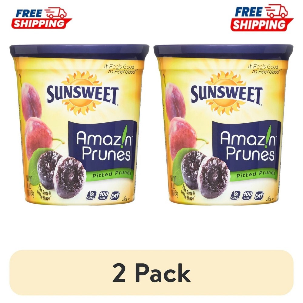 (2 pack) Sunsweet Amazin Prunes, Pitted, 16 oz