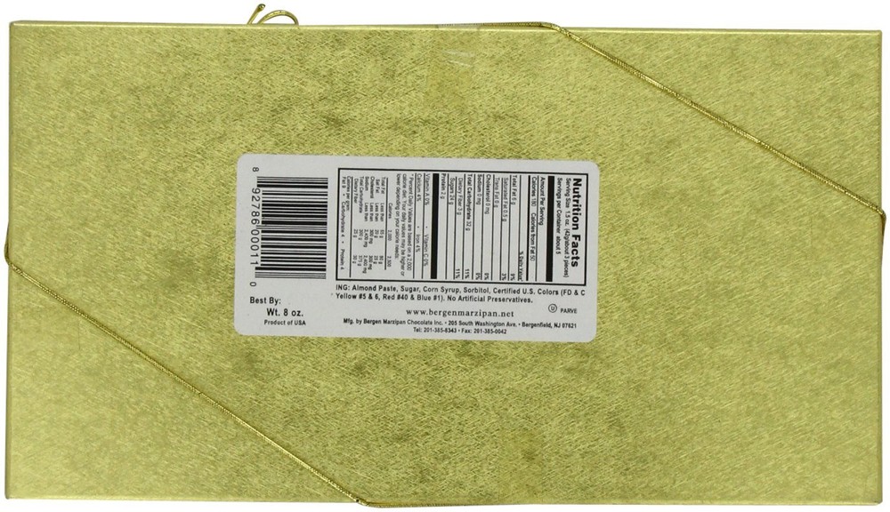 Bergen Marzipan M-1 Assorted Fruit, 8 Ounce 1 Pack