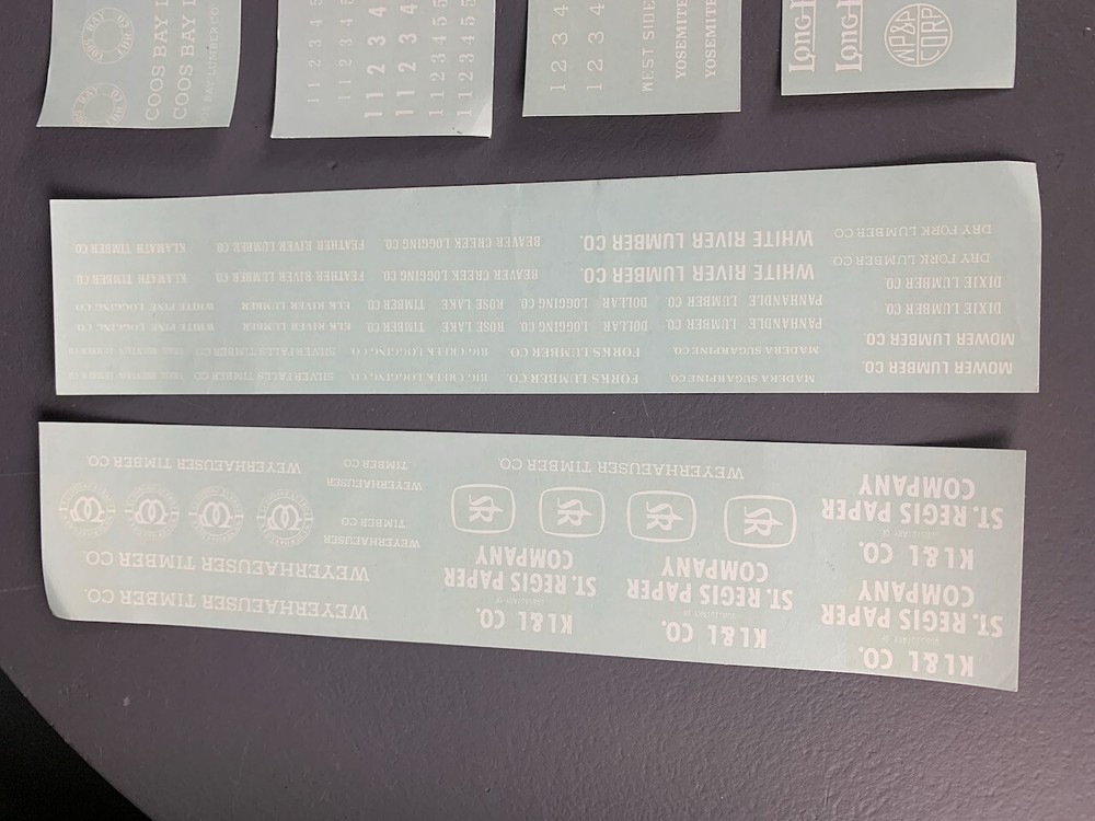 6X O Scale Micro-Scale / Custom NorthWest Short Line Logging R.R. Decals O2903