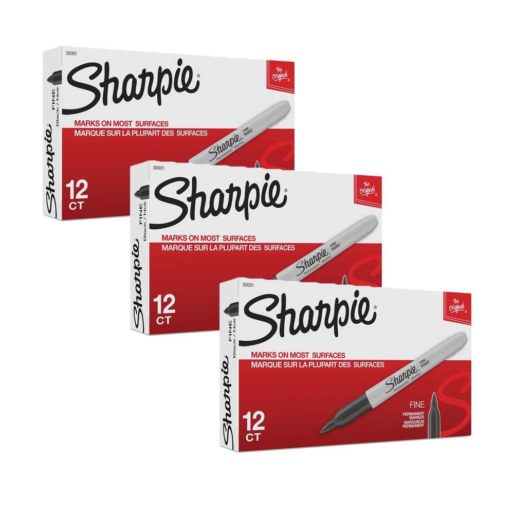 Sharpie Fine Tip Permanent Marker, Fine Bullet Tip, Black (30001) 36 Markers
