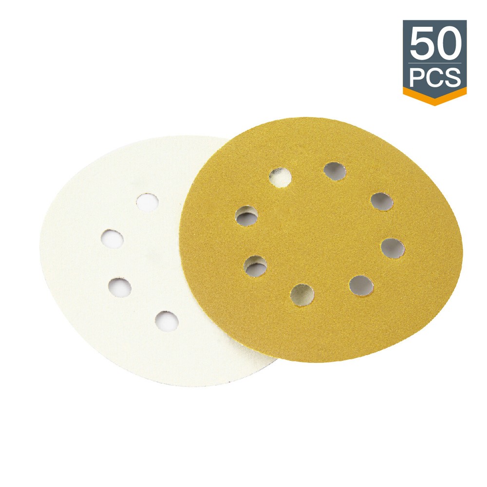 POWERTEC Hook&Loop 8 Hole Sanding Discs 5" Assorted Orbital Sander Round Paper