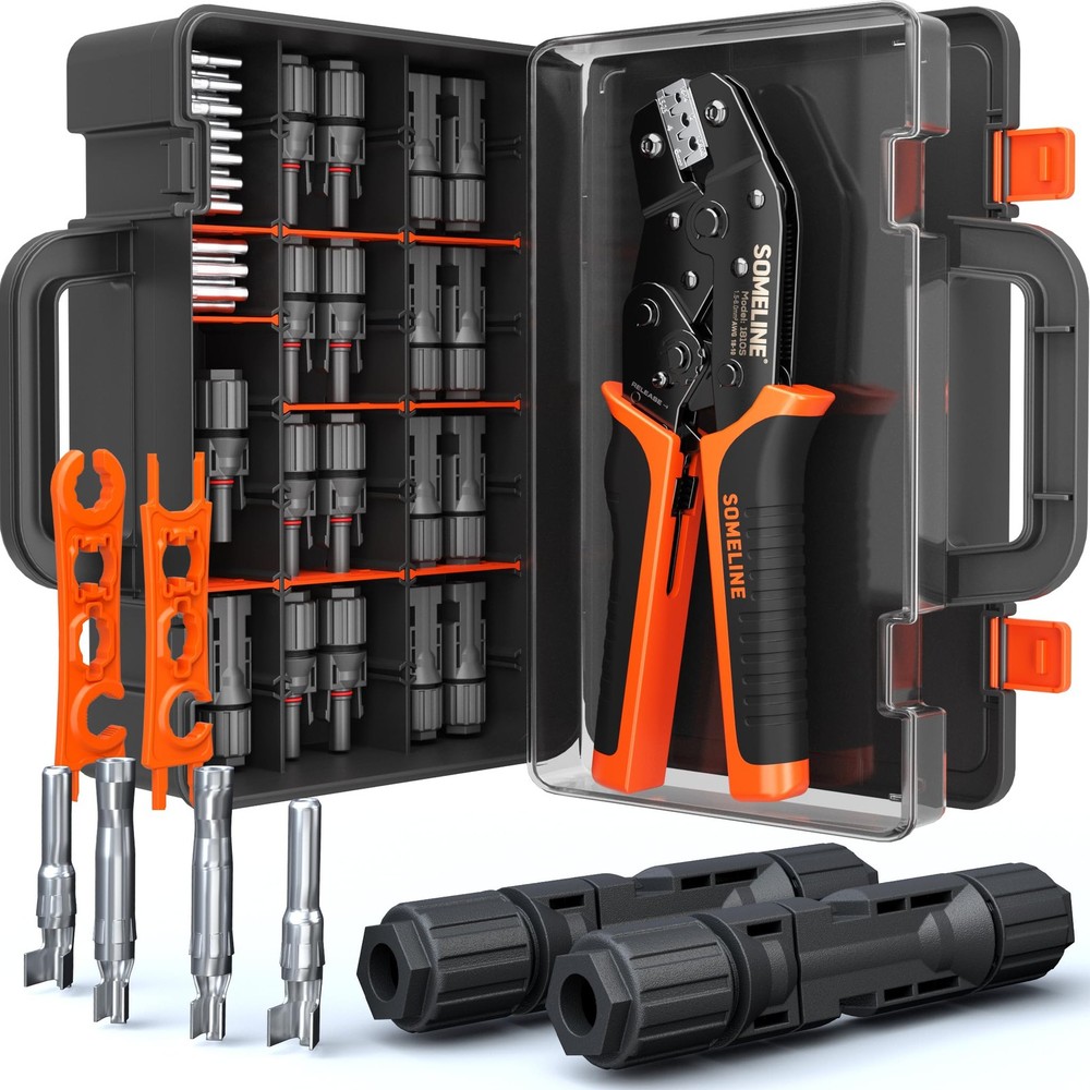 SOMELINE Solar Connector Crimping Tool Kit, 2 Tools+12 Pairs, Orange/Black
