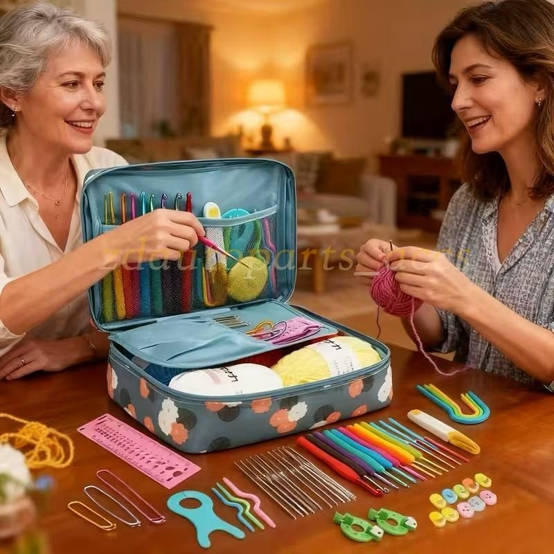 59Pcs Complete Crochet Kit Starter Beginners Kids W/ Yarn Knitting Tools