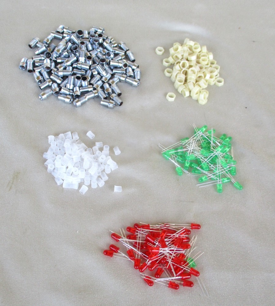 Chrome Plastic Silver Bezel LED Holder Panel Mount Nut Base & LED's 100 Pcs.